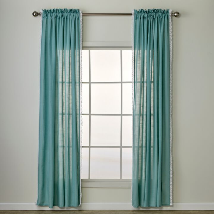 SKL Home By Saturday Knight Ltd Catherine Crochet Window Curtain Panel Pair - 2-Pack - 104X63", Teal