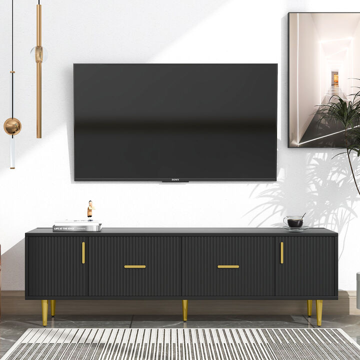 Merax Durable  Modern TV Stand with 5 Champagne Legs