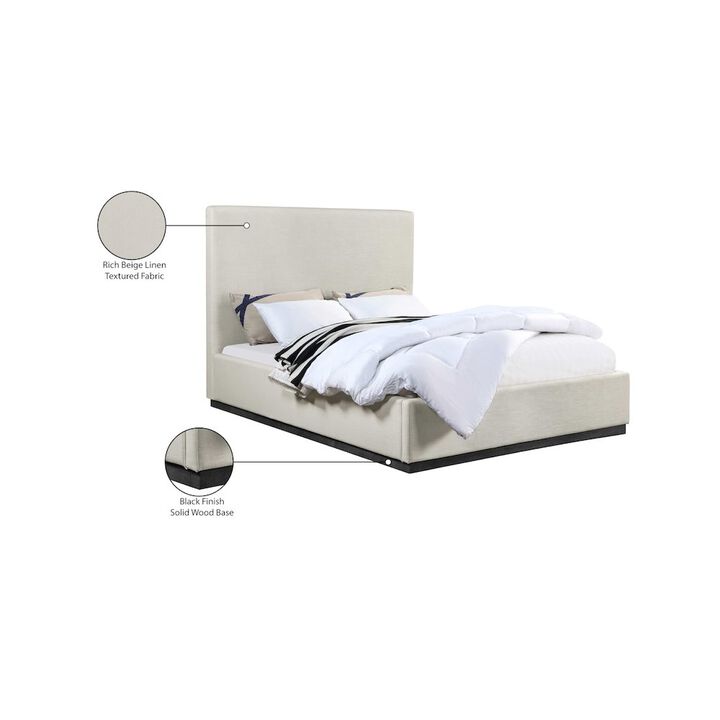 Meridian Furniture Alfie Beige Linen Textured Fabric King Bed