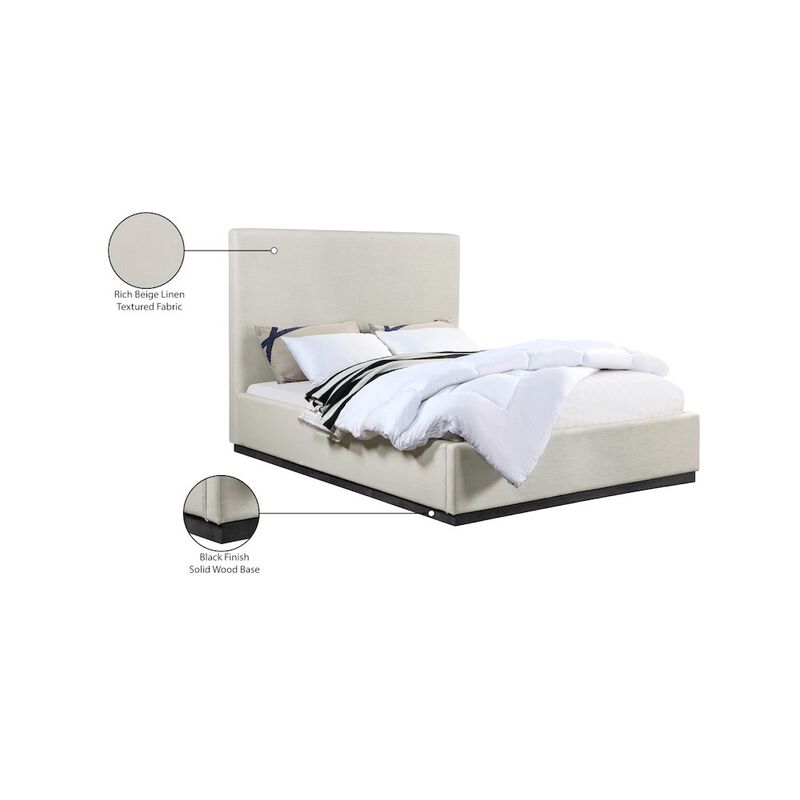 Meridian Furniture Alfie Beige Linen Textured Fabric King Bed