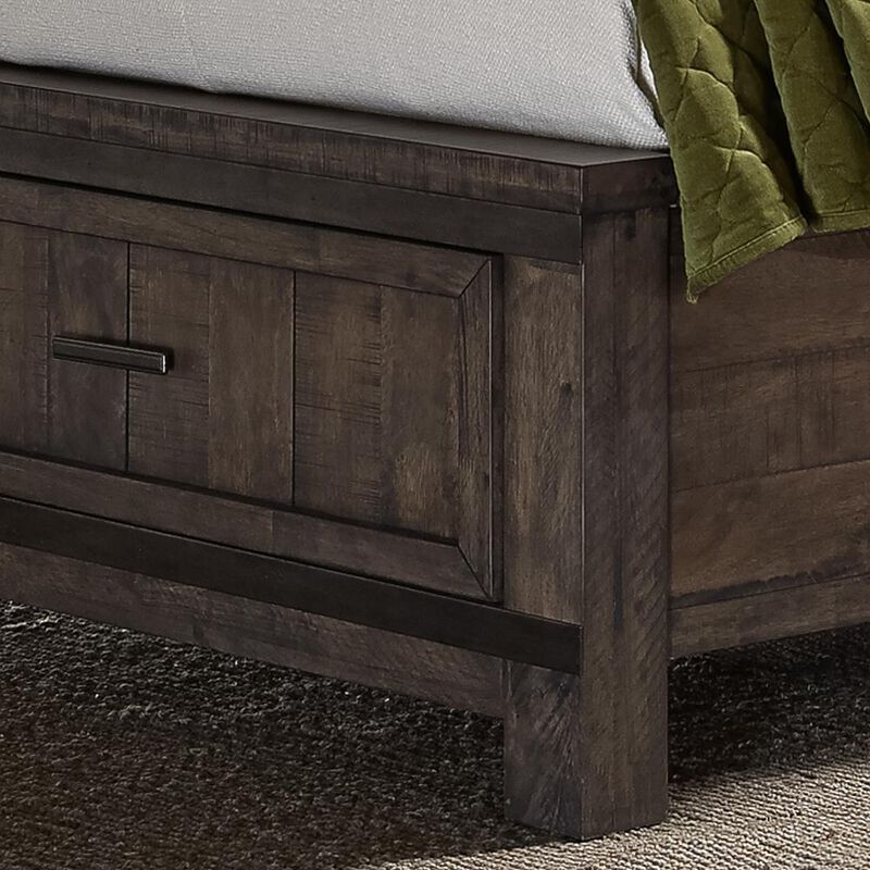 Liberty Furniture Thornwood Hills Queen Storage Bed in Rock Beaten Brown w/ Saw Cuts image number 4