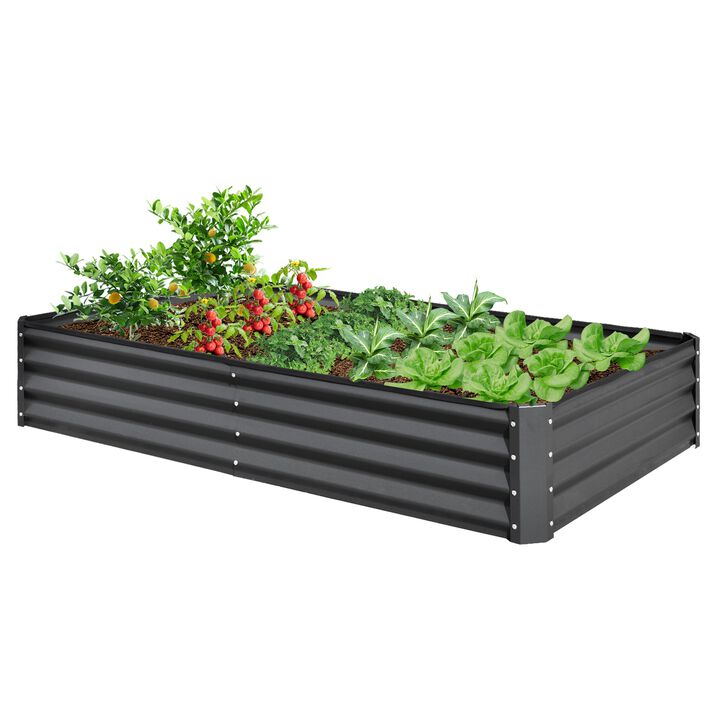 CLIHOME 8x4x1Ft Outdoor Galvanized Raised Garden Bed, Large Metal Garden Flowerpot Box