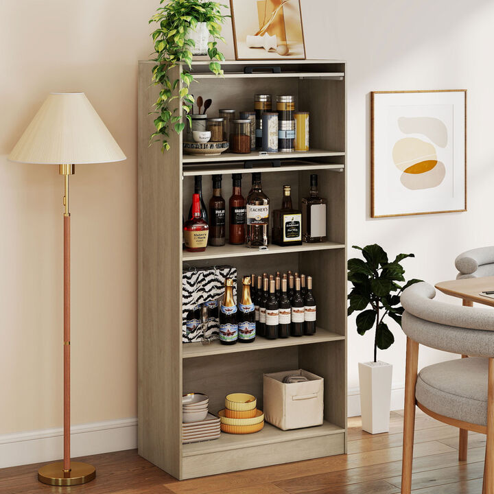 4-Tier Bookcase with Storage Cabinets and Open Compartments