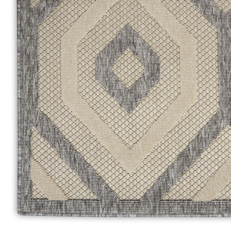 HomeRoots 6' X 9' Cream And Gray Geometric Indoor Outdoor Area Rug image number 2