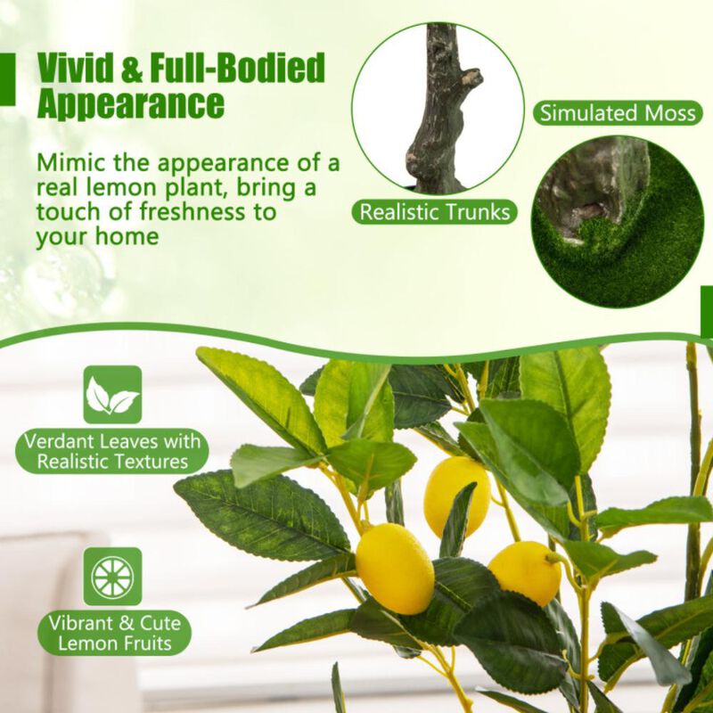 Hivvago Artificial Lemon Tree Tall Fake Lemon Plant with Lemon Fruits