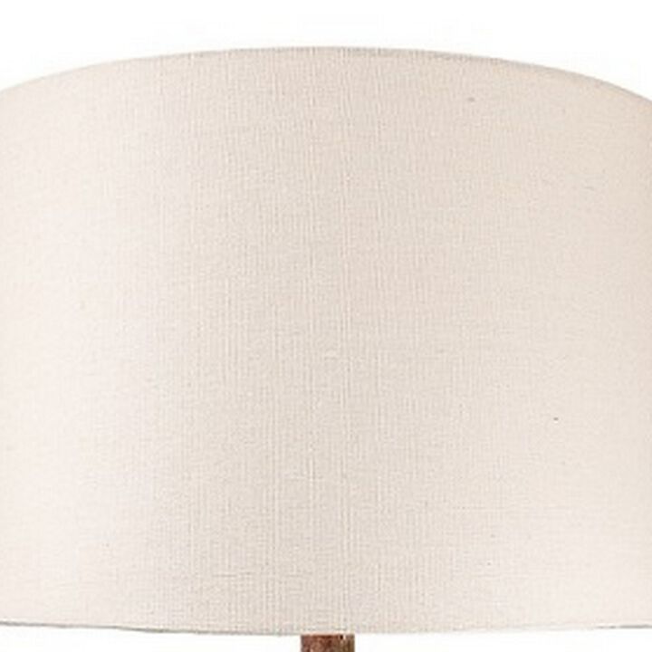 Alin 29 Inch Hydrocal Table Lamp, Drum Shade, Urn Shaped Base, Pink, Brown - Benzara