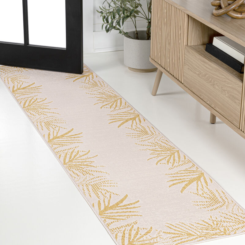 Isla Coastal Cottage Palm Frond Border Indoor/Outdoor Area Rug
