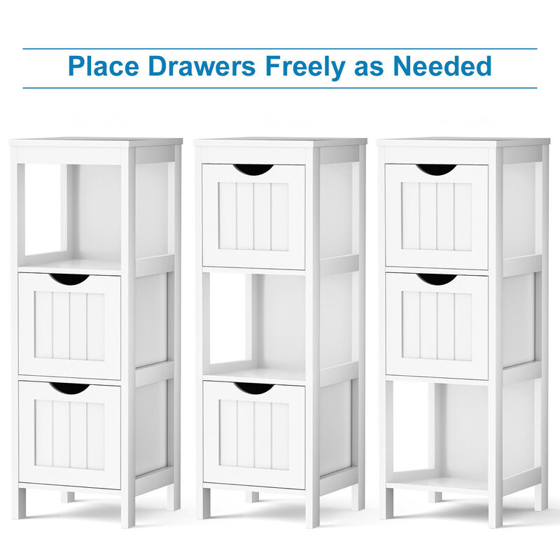 Costway Floor Cabinet Multifunction Bathroom Storage Organizer Rack w/2 Drawers