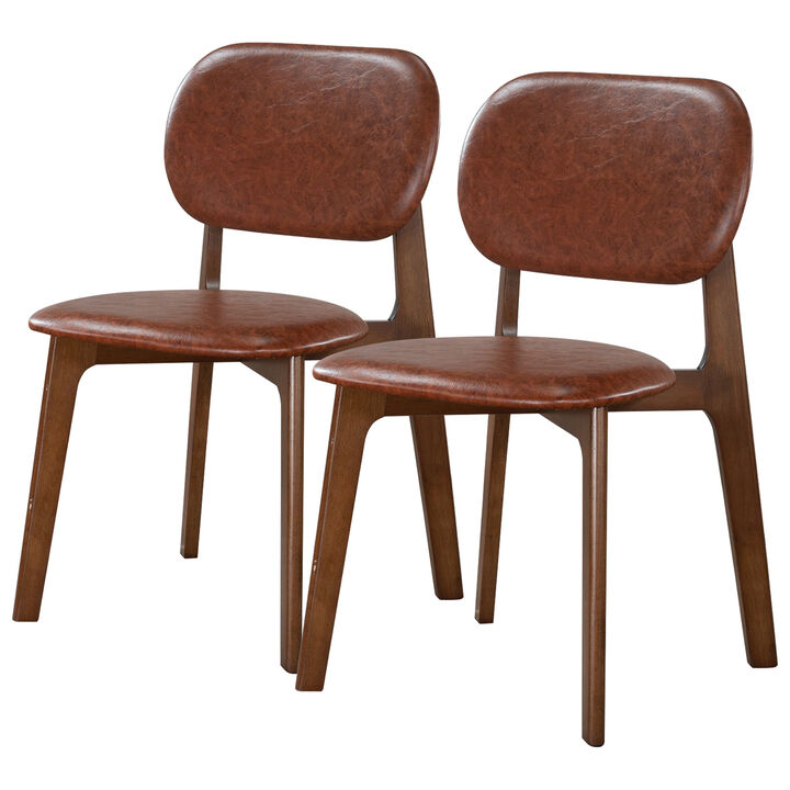Merax Mid-Century Modern Black Leather Dining Chairs (Set of 2)