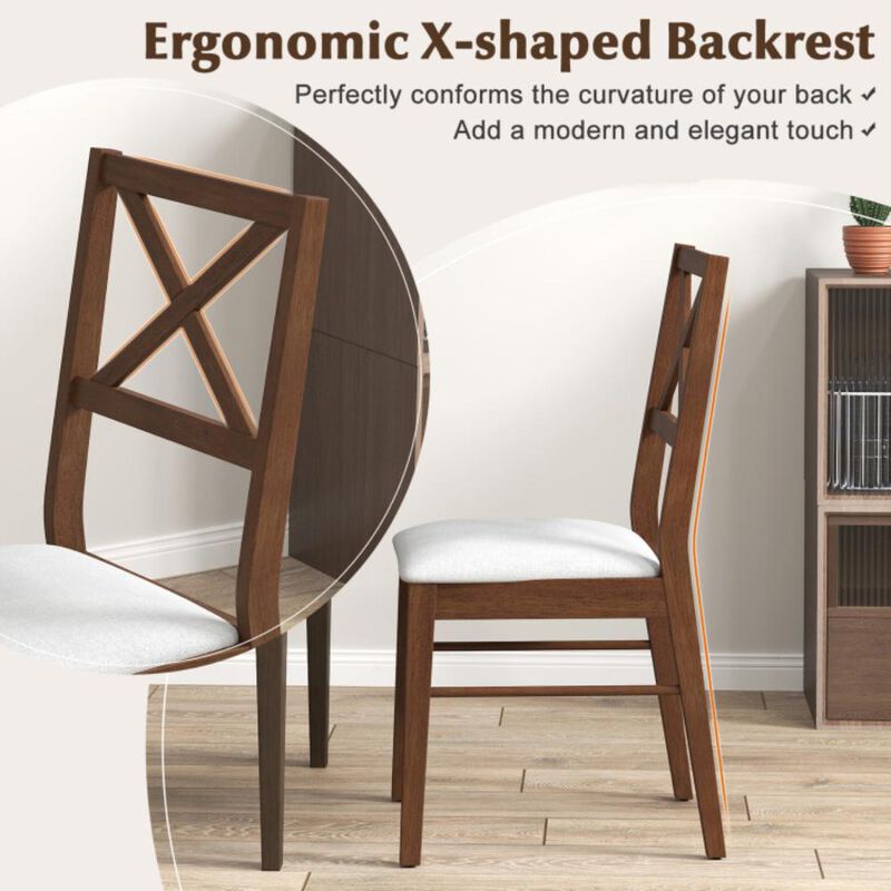 Hivvago Upholstered Side Dining Chairs Set of 2 with Rubber Wood Frame