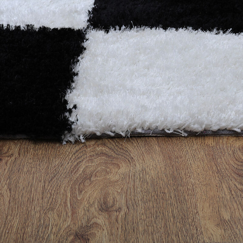 RUGSOTIC CARPETS HAND TUFTED SHAG POLYESTER ECO-FRIENDLY AREA RUGS  - 5'x8', Rectangle, Multicolor, Geometric Modern Design, High Pile Thick Handmade Anti Skid Rugs for Living Room K00018