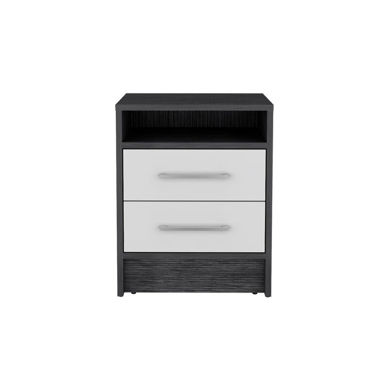 Nightstand Cartiz, Bedroom, Smoky Oak / White