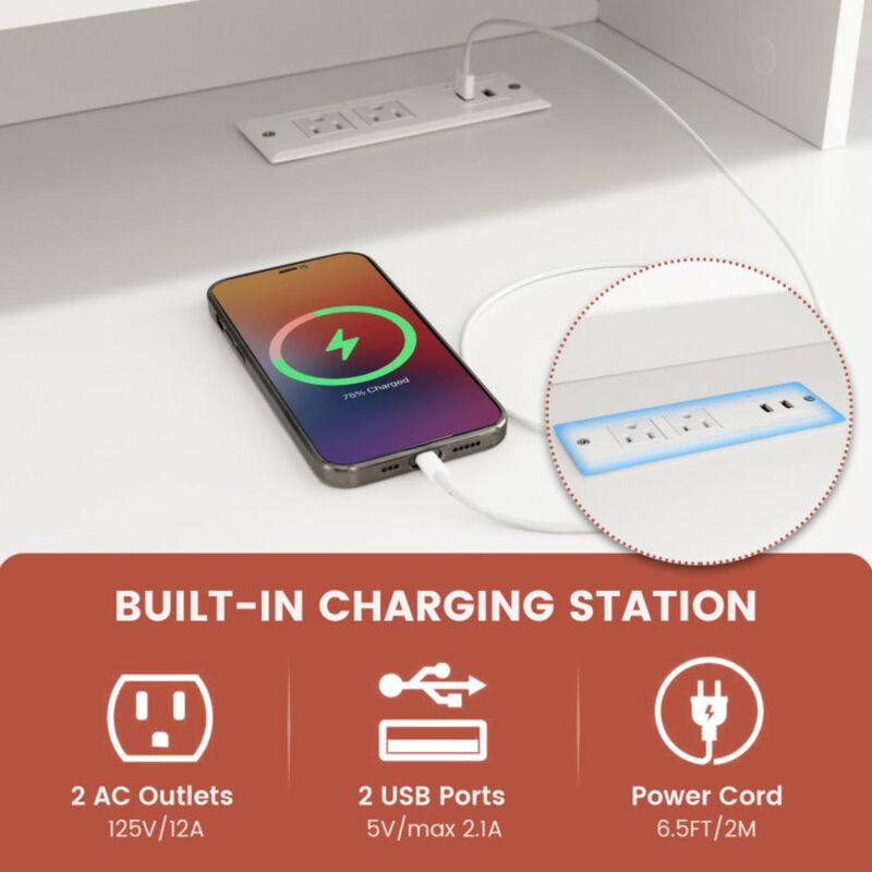 Hivvago 48 Inch Home Office Computer Desk with Type-C Power Outlets