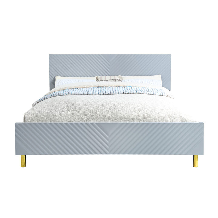 Gaines Eastern King Bed, Gray High Gloss Finish