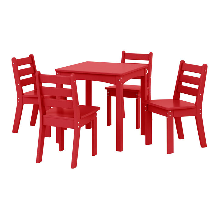WestinTrends Kids 5-Piece HDPE Dining Table and Chairs Set