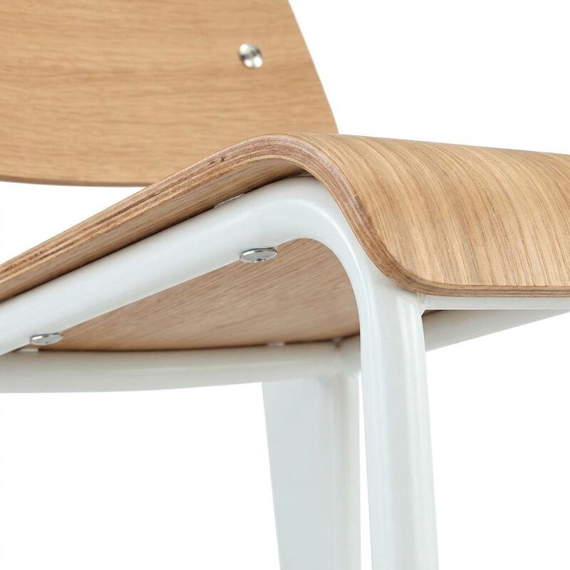 Wooden Dining Side Chair with Slatted Backrest for Dining Room, Natural White image number 6