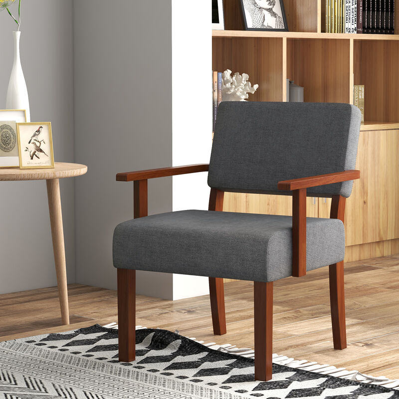 Linen Accent Chair For Living Room Chair with Soft Padded Seat and Backrest