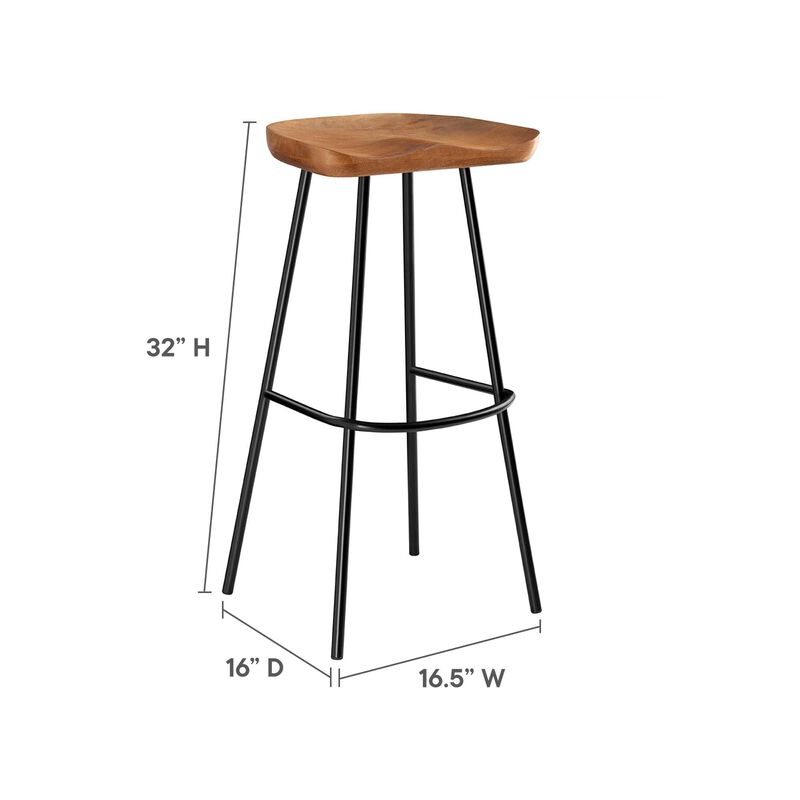 Modway EEI-6742-WAL Concord Backless Wood Bar Stools - Set of 2, Walnut image number 2
