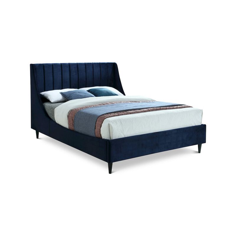 Meridian Furniture Eva Navy Velvet Queen Bed