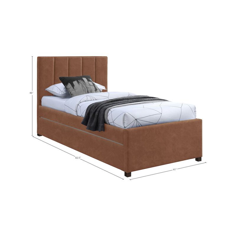 Meridian Furniture Hudson Cognac Vegan Leather Twin Trundle Bed