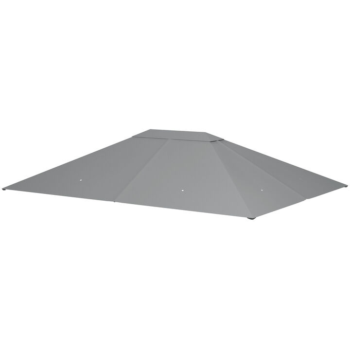 Outsunny 10' x 13' Gazebo Canopy Replacement, Outdoor Gazebo Cover Top Roof Replacement with Vents and Drain Holes, (TOP COVER ONLY), Light Gray