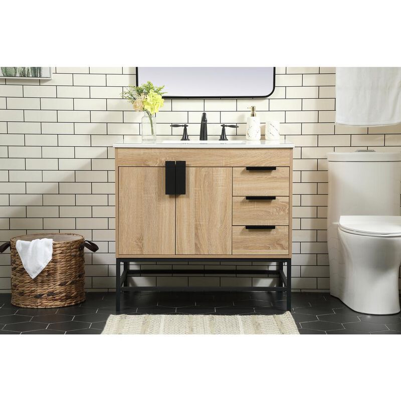 Elegant Kitchen and Bath 36 inch Single bathroom vanity in mango wood