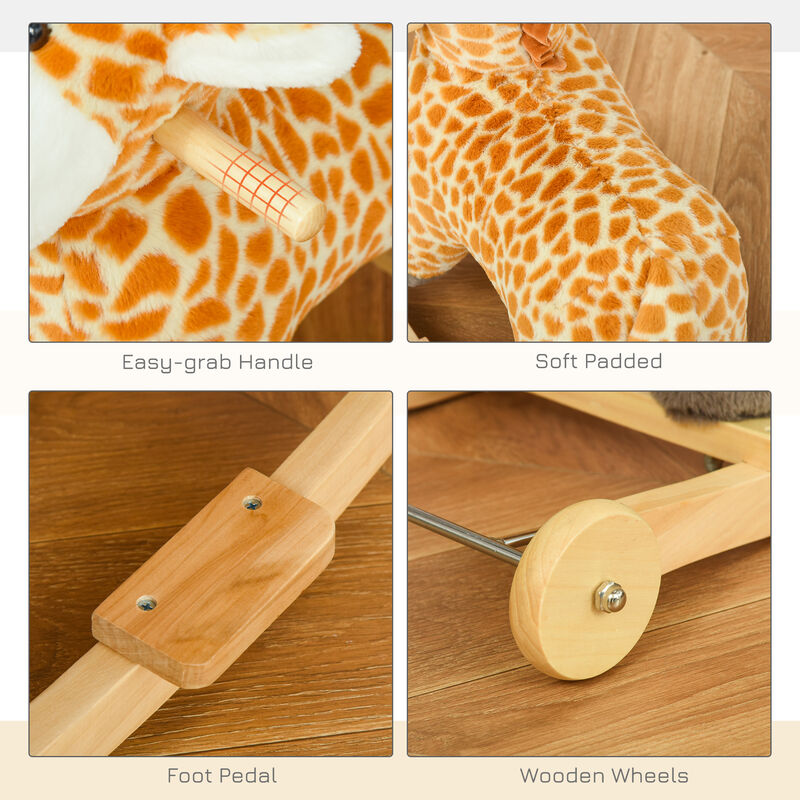 BreeBe Kids Plush Giraffe Rocker with Pedals and Handle image number 7
