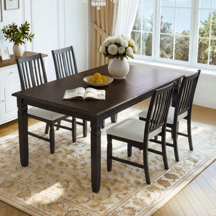 Jedtet Farmhouse 5‑Piece Extendable Dining Table Set