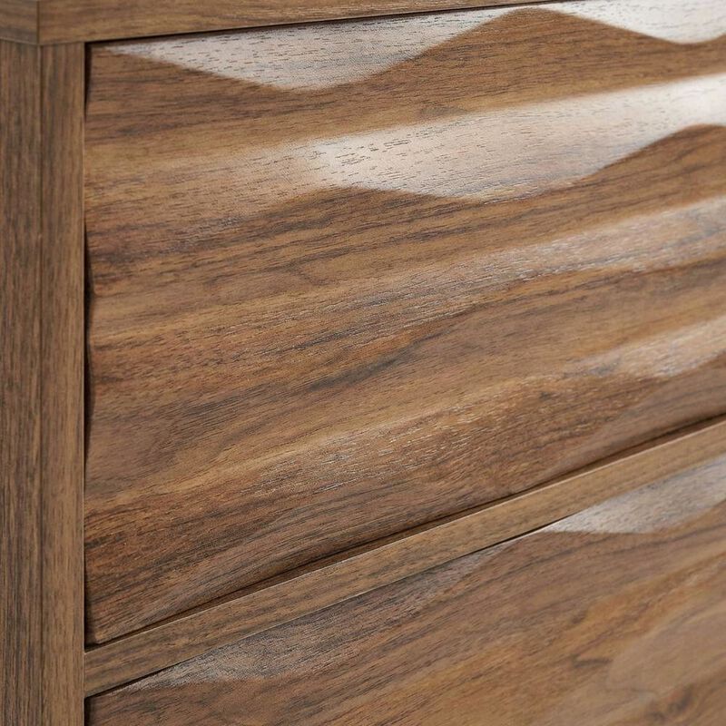 Brown Wooden Nightstand with Two Drawers and Sleek Modern Design image number 4