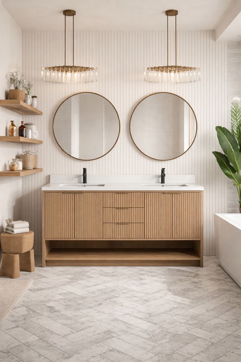 Diego 72" Bathroom Vanity Oak image number 1