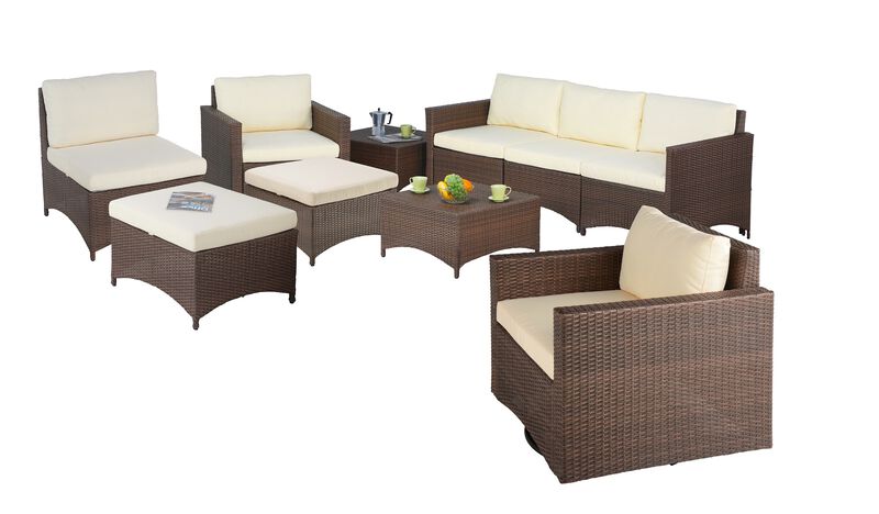 Studio Shine Collection 1 sofa 3 seater, 1 Armchair, 1 Armless chair, 1 Swivel Chair and 2 Coffee Tables