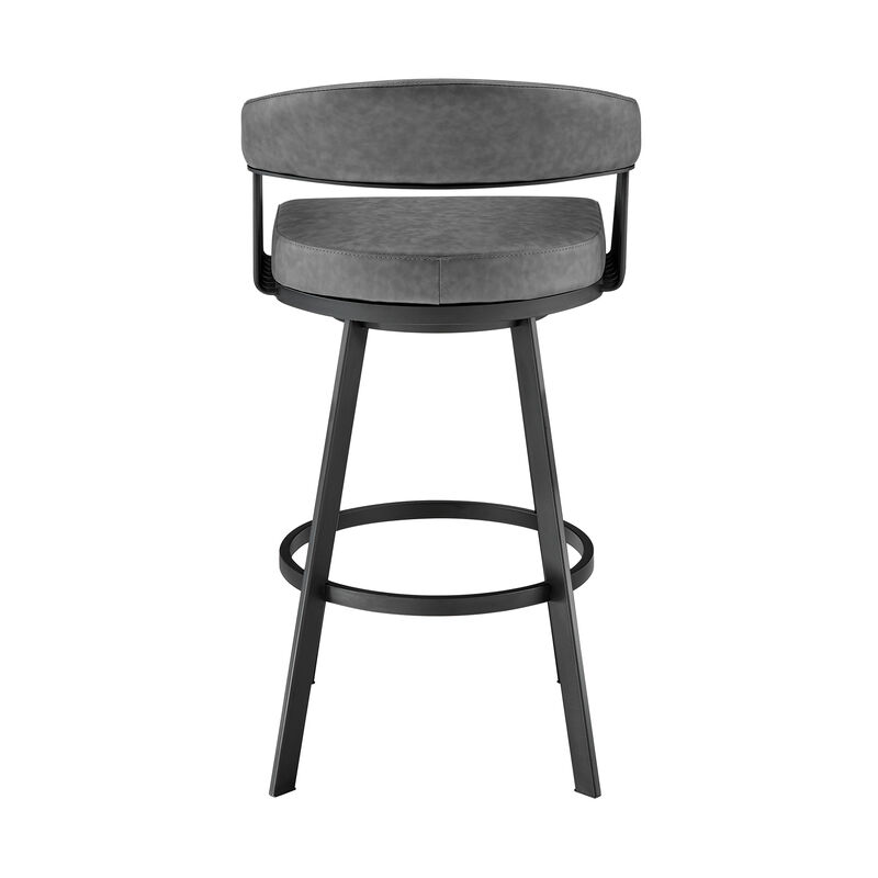 Chelsea  Counter Height Swivel Bar Stool in Black Finish and Gray Faux Leather