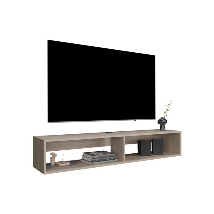 Lakes TV Stand with 2 Shelves, White Oak