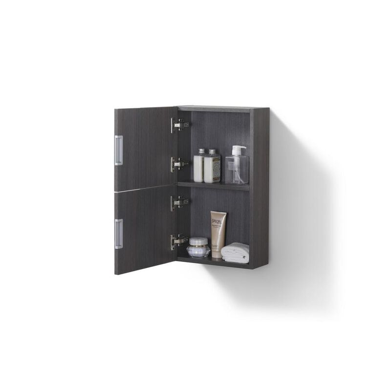 Kubebath Bliss 14 Wide by 24 High Linen Side Cabinet With One Door in Gray Oak Finish