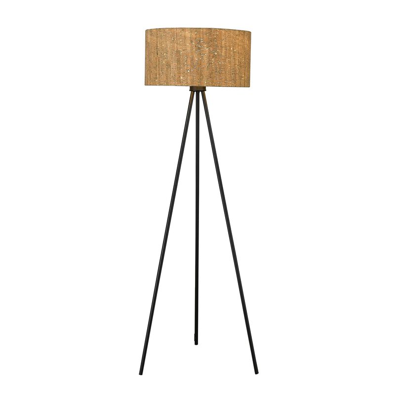 Hivvago 58" Brown And Black Tripod Floor Lamp With Brown Plastic Shade
