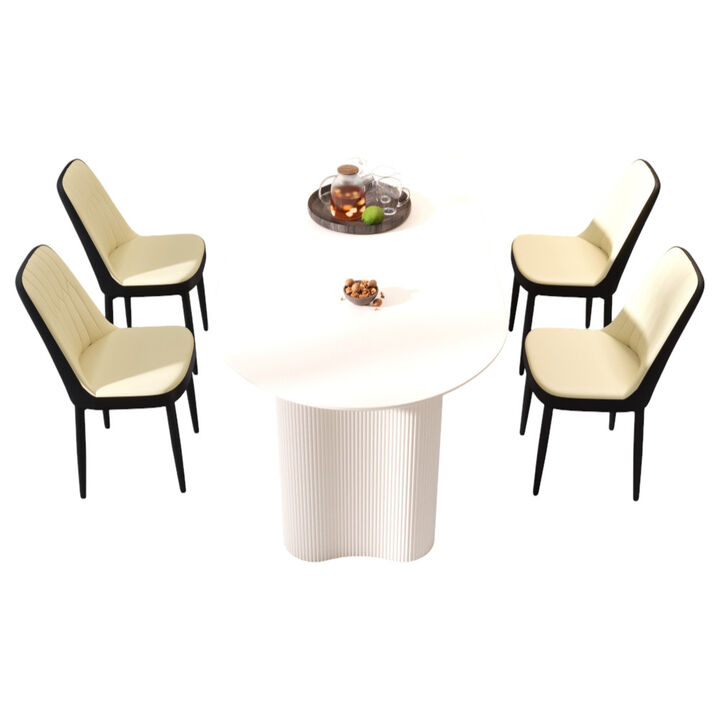 4-Piece MDF Dining Table and PU Chair Set for Modern Dining Spaces