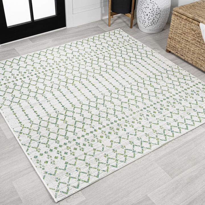 Ourika Moroccan Geometric Textured Weave Square Indoor/Outdoor Area Rug