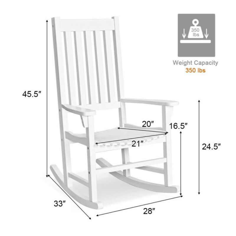 Hivvago Indoor Outdoor Wooden High Back Rocking Chair