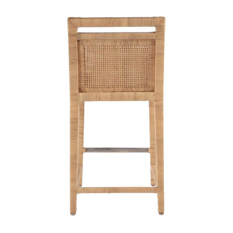 Butler Specialty Brielle 24 in. Seat Height Rattan Woven Counter stool with Back, Light Brown