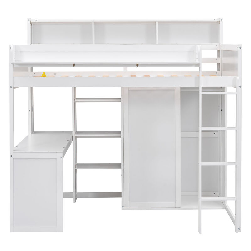 Merax Loft Bed with Wardrobe