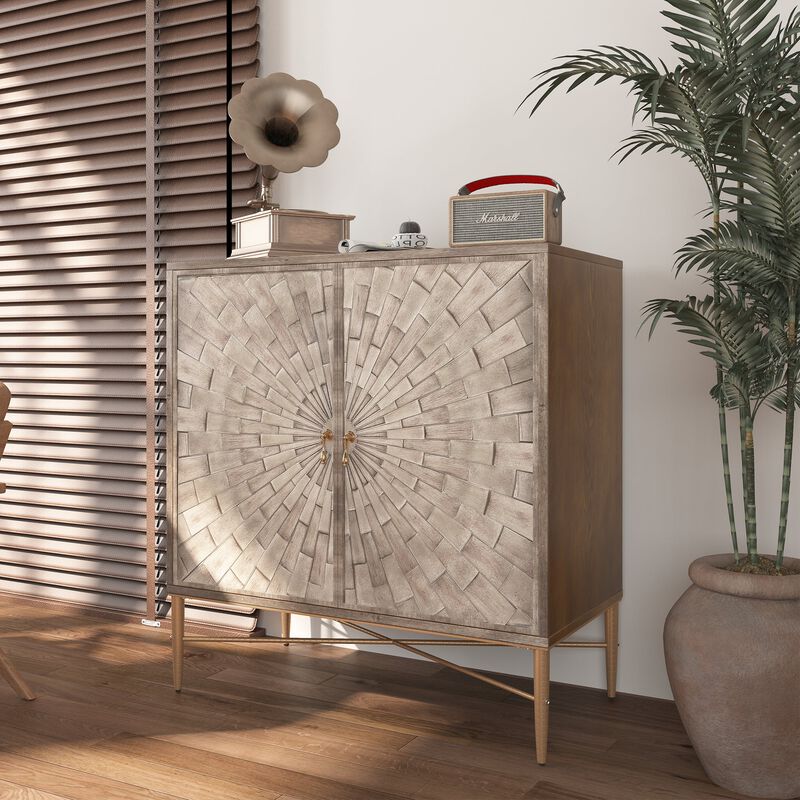 MONDAWE Kitchen Sideboard Buffet Table, Modern Sideboard Storage Cabinet with 2 Doors, Console Cupboard, Bookmatch Buffet for Living Room Entryway image number 2