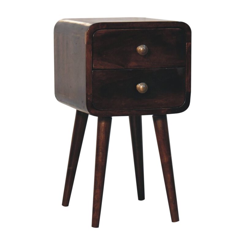 Artisan Furniture Solid Wood Mini California Walnut Curved Bedside