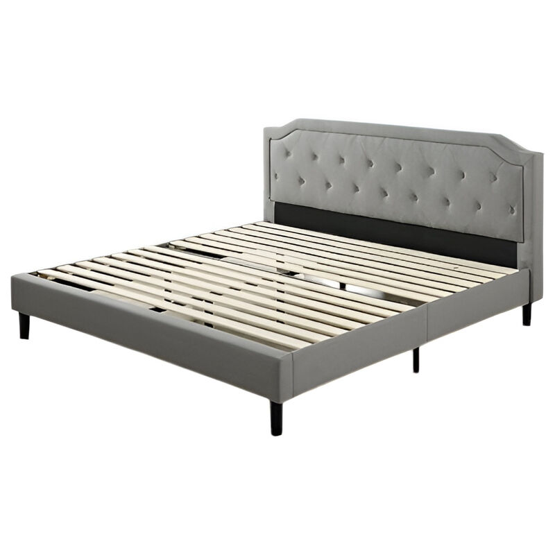 Upholstered Platform Bed with Classic Button Tufted Headboard