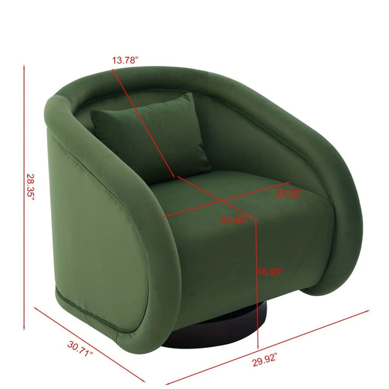 Envelor Luxury Boucle Velvet 360&deg; Swivel Barrel Accent Chair image number 4