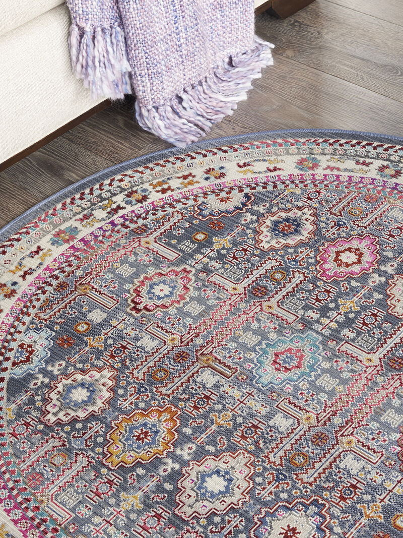 Vintage Kashan VKA05 Gray/Multicolor 4' x Round Rug