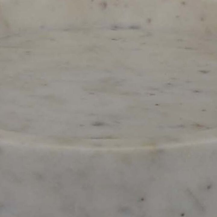 Accent Decorative Bowl, Tray Edge Antique Style White Marble, 13 Inch