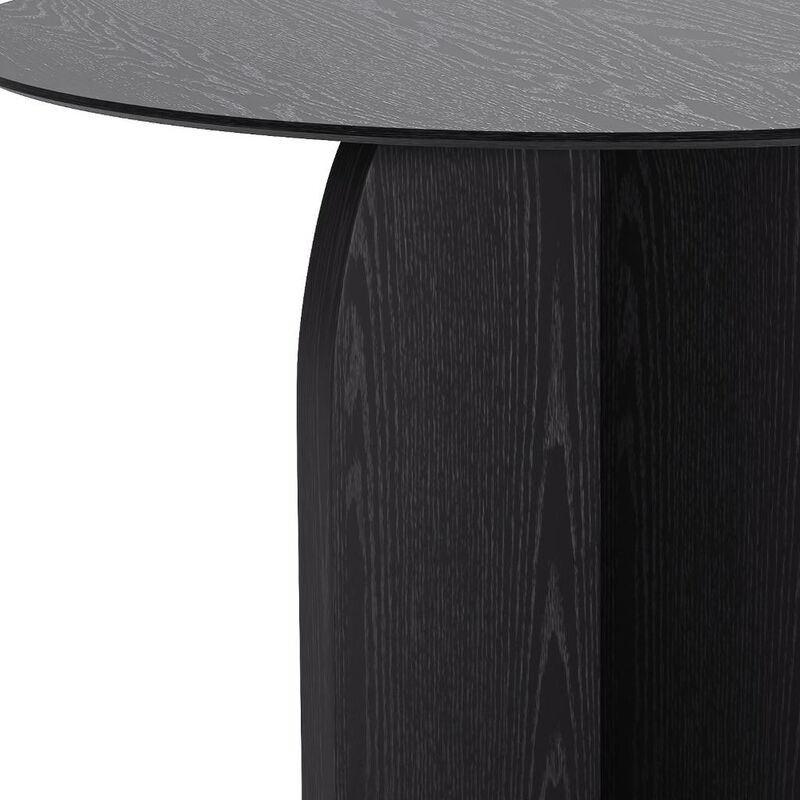 HomeRoots 42" Black Solid Wood Pedestal Base Round Top Dining Table image number 3