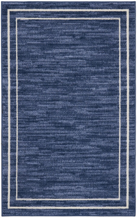 HomeRoots 2' X 4' Navy Blue And Ivory Indoor Outdoor Area Rug