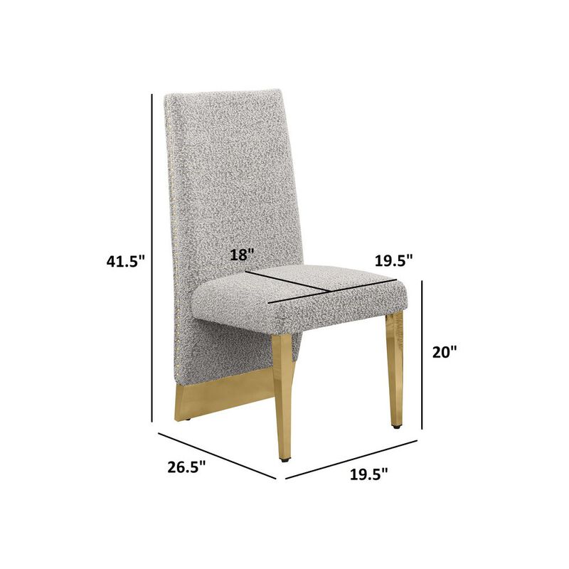 Best Quality Furniture 7Pc Tempered Glass Dining Set 6 Rich Gray Boucle Side Chairs And A Gold Base