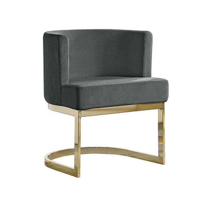Dark Grey Velvet Side Chair with Gold, Chrome Base - Single
